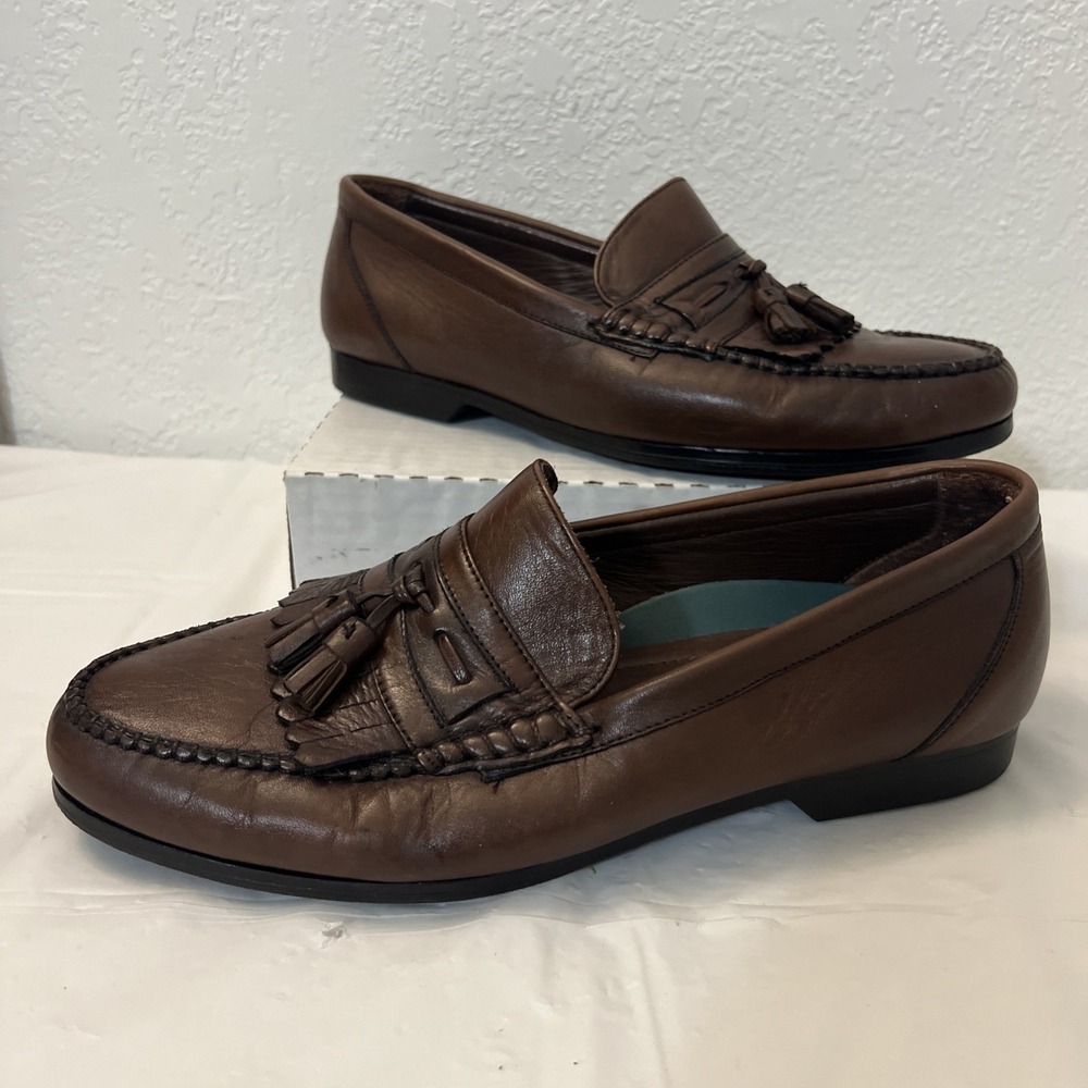 Florsheim Mens 9.5 3E EEE Dk Brown‎ Double Tasseled Leather Loafers 70167 Kiltie
